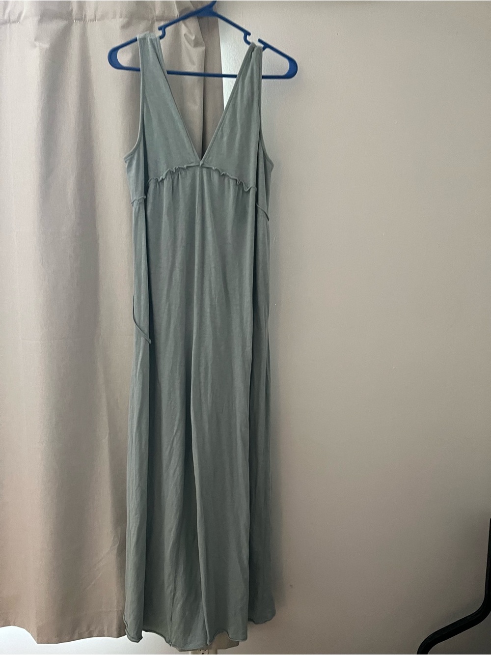 American Eagle Outfitters Light Blue Sleeveless V-Neck Sunchaser Jumpsuit